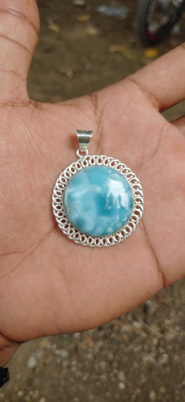 Larimar Round Pendant
